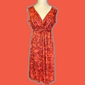 NWT Eddie Bauer ‘Drawstring Waist Faux Wrap Dress’ in “Bittersweet” Orange Sz 8